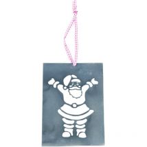 Abete e Babbo Natale in metallo da appendere 12x16 cm (set di 2)