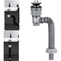 XVX - Abflussset für Spülbecken mit erweiterbarem und flexiblem Ablauf, geruchshemmend für 1-1 Löcher