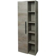 NON - Säule für das Badezimmer LosAngeles, Säulenschrank für Badezimmer mit 1 Tür, Hängeschrank mit 5 Einlegeböden, cm 51x25h135, Eiche