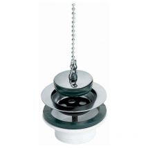 Nicoll - PVC-Waschbecken-/Bidetablauf mit Edelstahlgitter, Stopfen und Kette
