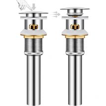 Auralum Max - Ablaufgarnitur Waschbecken mit Überlauf - Universal 1 1/4 Zoll Pop-up-Ablaufventil, Waschbeckenstöpsel für Waschtisch, verlängerte