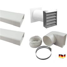 Abluftset Mauerkasten 150 mm Edelstahl mit Rückstauklappe, Rundanschluss