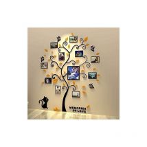 KZQ - Abnehmbarer 3D-Wandaufkleber aus Acryl, Baum mit gebogenen Zweigen und Bilderrahmen (schwarze Blätter)