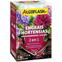Naturasol - algoflash Fertilizante 2 en 1 para hortensias, rododendros, azaleas especial pH, hasta 10 plantas, 1 kg, HORTOPH1N