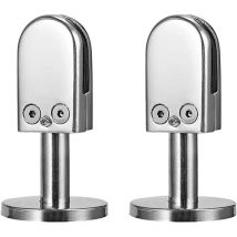 Fontainebleau - Abrazadera de vidrio para escalera, 2 piezas de 6-8 mm, de acero inoxidable 304, para barandilla, con columna de soporte inferior,