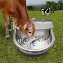 Abreuvoir Chevaux en Acier Inoxydable avec Vanne à Flotteur en Laiton RéGlable de 1/2' et Trous de Vidange pour Abreuvoirs pour Chevaux, Vaches,