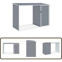 Vidaxl - Abri à bois de jardin Gris 245x98x159 cm Acier galvanisé - Abri De Jardin - Abri Extérieur - Rangement Extérieur - Abri Métal - Abri Bois