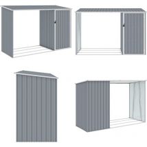 Vidaxl - Abri à bois de jardin Gris 245x98x159 cm Acier galvanisé - Abri De Jardin - Abri Extérieur - Rangement Extérieur - Abri Métal - Abri Bois