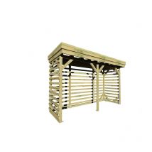 Abri buches en bois - 4,1m2 - 3,15x1,31m - Pin Sylvestre traité Autoclave - Surface Int : 2,8m2 4 stères