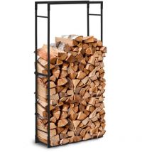 Hillvert - Abri bois de chauffage Range bûche extérieur Avec couvercle 35 kg Acier noir