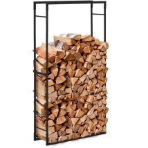 Abri bois de chauffage Range bûche extérieur Avec couvercle 40 kg Acier noir