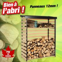 Outiror - Abri bois pin du Canada pour mettre vos bûches à l'abri - H.1,52M, L.1,19M, P.53,5M