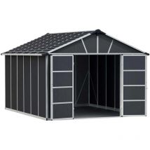 Abri de jardin en aluminium et polycarbonate gris avec plancher Yukon 13.1m²