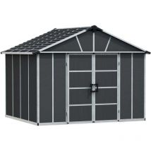 Abri de jardin en aluminium et polycarbonate gris avec plancher Yukon 9m²