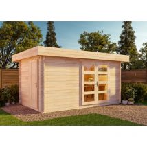 Carlsson - Poolhouse - Abri de jardin 2 pièces Kampen Naturel , 28 mm Épaisseur paroi 460 x 310 cm