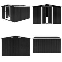 Abri de jardin 257x298x178 cm Métal Anthracite - Abri De Jardin - Abri Métallique - Abri Extérieur - Rangement Jardin - Cabane Jardin - Home & Living