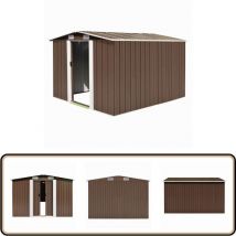 Abri de jardin 257x298x178 cm Métal Marron - Abri De Jardin - Abri Métallique - Abri De Rangement - Stockage Extérieur - Outillage