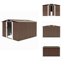 Abri de jardin 257x298x178 cm Métal Marron - Abri De Jardin - Abri Métallique - Abri De Rangement - Stockage Extérieur - Outillage