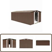 Abri de jardin 257x489x181 cm Métal Marron - Abri De Jardin - Abri Métallique - Abri Extérieur - Stockage Jardin - Outillage