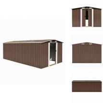 Abri de jardin 257x489x181 cm Métal Marron - Abri De Jardin - Abri Métallique - Abri Extérieur - Stockage Jardin - Outillage