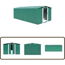 Abri de jardin 257x489x181 cm Métal Vert - Abri De Jardin - Abri Métallique - Abri Extérieur - Stockage Jardin - Outillage