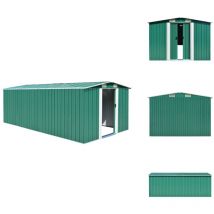 Abri de jardin 257x489x181 cm Métal Vert - Abri De Jardin - Abri Métallique - Abri Extérieur - Stockage Jardin - Outillage