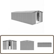 Abri de jardin 257x580x181 cm Métal Gris - Abri De Jardin - Abri Métallique - Stockage Extérieur - Outillage De Jardin - Meubles De Jardin