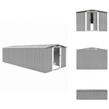 Abri de jardin 257x580x181 cm Métal Gris - Abri De Jardin - Abri Métallique - Stockage Extérieur - Outillage De Jardin - Meubles De Jardin