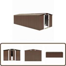 Abri de jardin 257x580x181 cm Métal Marron - Abri De Jardin - Abri Métallique - Abri De Rangement - Stockage Extérieur - Outillage