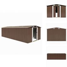 Abri de jardin 257x580x181 cm Métal Marron - Abri De Jardin - Abri Métallique - Abri De Rangement - Stockage Extérieur - Outillage