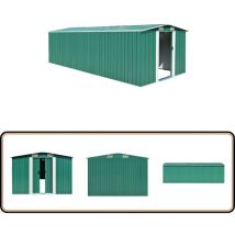 Abri de jardin 257x580x181 cm Métal Vert - Abri De Jardin - Abri Métallique - Abri Extérieur - Stockage Jardin - Outillage