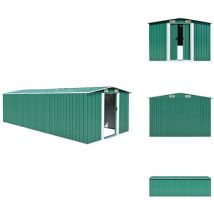 Abri de jardin 257x580x181 cm Métal Vert - Abri De Jardin - Abri Métallique - Abri Extérieur - Stockage Jardin - Outillage