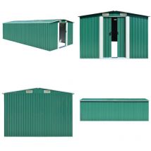 Abri de jardin 257x580x181 cm Métal Vert - Abri De Jardin - Abri Métallique - Abri Extérieur - Stockage Jardin - Outillage - Home & Living