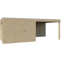 Gardenas - Abri de jardin 300 x 300 cm Qube Abri avec extension 294 x 300 cm