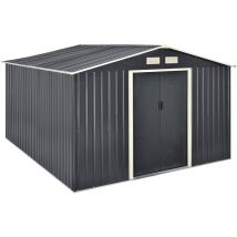 Abri de Jardin 277x319x192 cm Toit à Pignon Tôles en Acier Galvanisées Gris Foncé [en.casa]