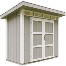 Timbela - Abri de Jardin Qualité Premium 3m² - L161xL294cm - Kit tout compris avec sol, tuiles bitumineuses, set de peinture-Construction de Panneaux