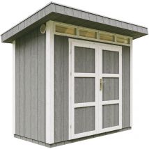 Timbela - Abri de Jardin Qualité Premium 3m² - L161xL294cm - Kit tout compris avec sol, tuiles bitumineuses, set de peinture-Construction de Panneaux