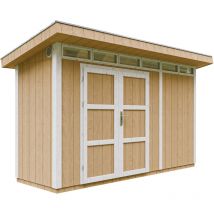 Abri de Jardin Qualité Premium 4m² - L161xL412cm - Kit tout compris avec sol, tuiles bitumineuses, set de peinture-LP Smartside Timbela M902A HARVEST