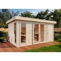 Carlsson - Abri de jardin Aldo-28 c Naturel , 28 mm Épaisseur paroi 496 x 368 cm