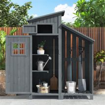 Abri de jardin en bois, Armoire à outils pour les petits jardins, LxPxH:124x46x174cm, Gris