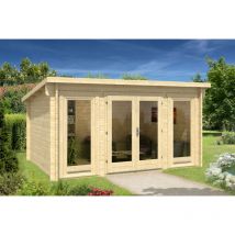 Carlsson - Abri de jardin Atrium-F Marron Imprégné, 70 mm Épaisseur paroi 440 x 345 cm