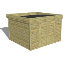 Abri de jardin bois Pin autoclave 27mm - 3,44x3,44m / 11,8m2 - Bac acier Abri Français