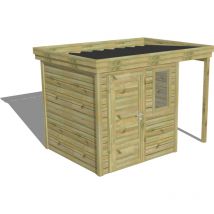 Abri de jardin bois Pin autoclave 27mm - 3,14x2,14m / 6,7m2 - Bac acier Abri Français