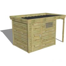 Abri de jardin bois Pin autoclave 27mm - 3,64x2,14m / 7,8m2 - Bac acier Abri Français