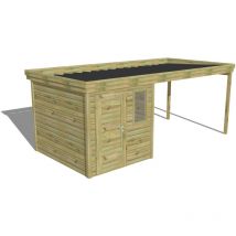 ABRI DE JARDIN bois Pin autoclave 27mm - 5,64x2,64m / 14,9m2 - Bac acier - Abri Français