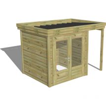 Abri de jardin bois Pin autoclave 27mm - 3,14x2,14m / 6,7m2 - Bac acier Abri Français