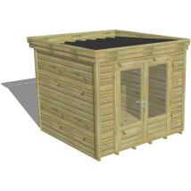 Abri de jardin bois Pin autoclave 27mm - 2,64x2,64m / 7m2 - Bac acier - Plancher bois