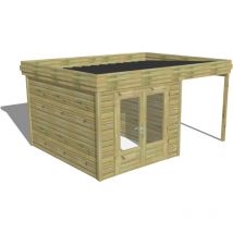 Abri de jardin bois Pin autoclave 27mm - 4,64x3,44m / 16m2 - Bac acier Abri Français