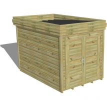 Abri de jardin bois Pin autoclave 27mm - 2,14x3,44m / 7,4m2 - Bac acier - Plancher bois