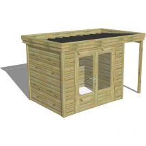 Abri de jardin bois Pin autoclave 27mm - 3,64x2,14m / 7,8m2 - Bac acier Abri Français
